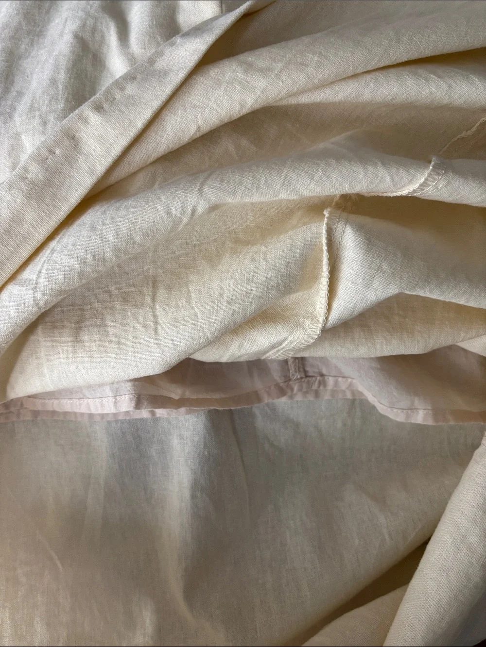 VENUS Cream Linen Blend Midi Skirt with Side Grommet Tie Side Slit Women’s Sz 14